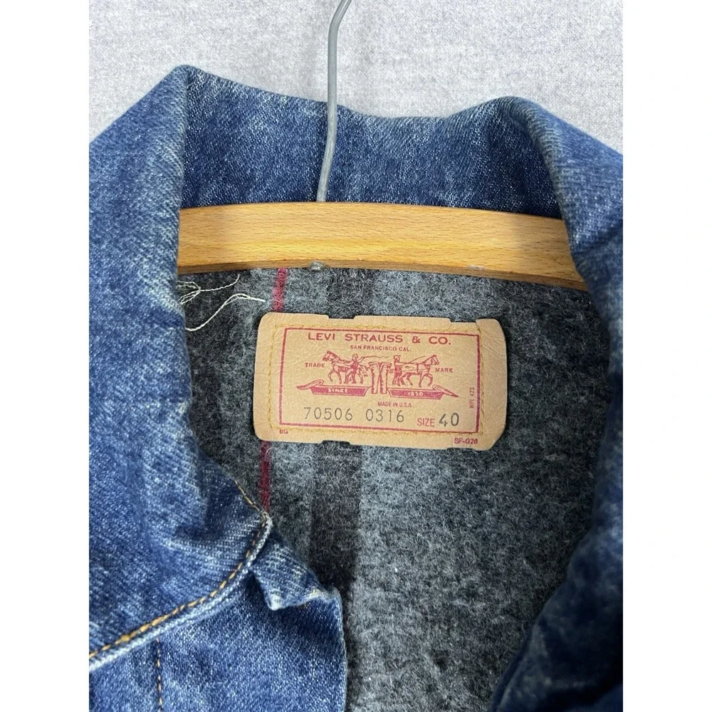 Vintage Levis 70506 0316 Blanket Lined Denim Trucker Jacket Made in‎ USA Mens 40